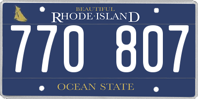 RI license plate 770807