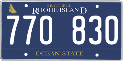 RI license plate 770830