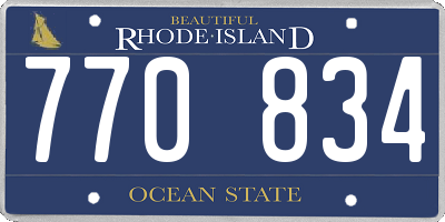 RI license plate 770834