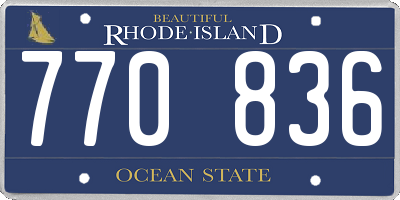 RI license plate 770836