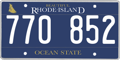 RI license plate 770852