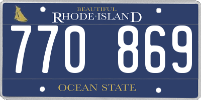 RI license plate 770869
