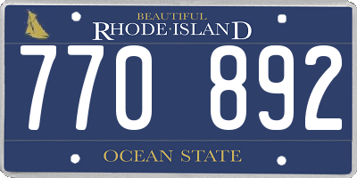 RI license plate 770892