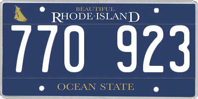 RI license plate 770923