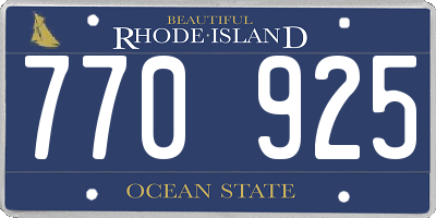 RI license plate 770925