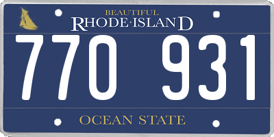 RI license plate 770931
