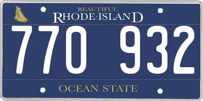 RI license plate 770932