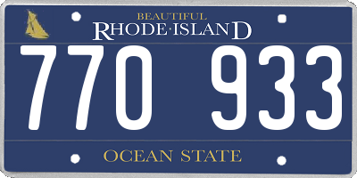 RI license plate 770933