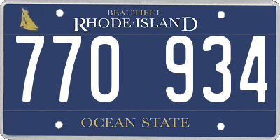 RI license plate 770934