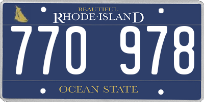 RI license plate 770978