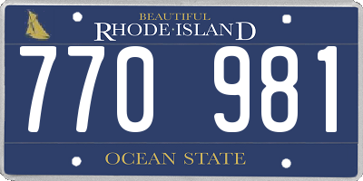RI license plate 770981