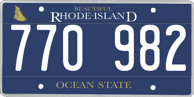 RI license plate 770982
