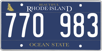RI license plate 770983