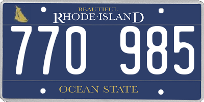 RI license plate 770985