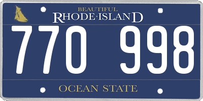 RI license plate 770998