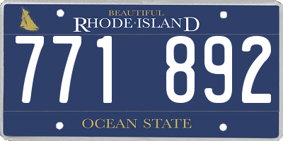 RI license plate 771892
