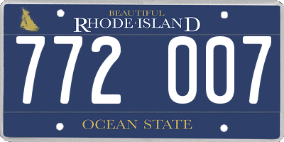 RI license plate 772007