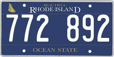 RI license plate 772892