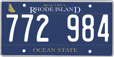 RI license plate 772984