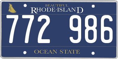 RI license plate 772986