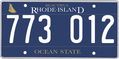 RI license plate 773012