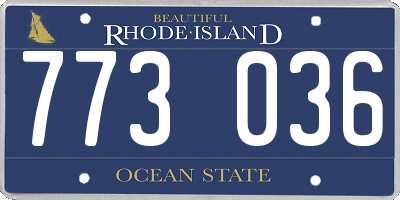 RI license plate 773036