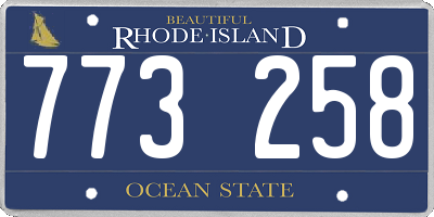 RI license plate 773258
