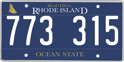 RI license plate 773315