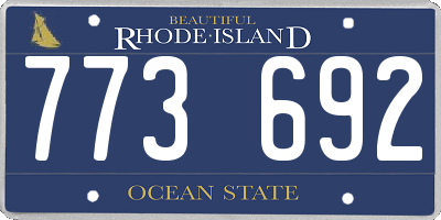 RI license plate 773692