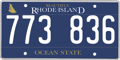 RI license plate 773836