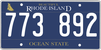 RI license plate 773892
