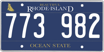 RI license plate 773982