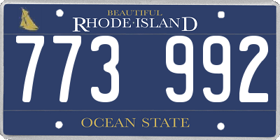 RI license plate 773992