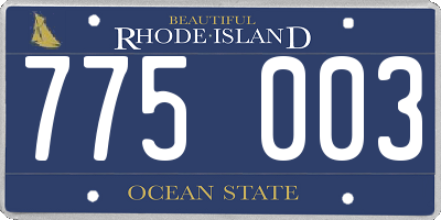 RI license plate 775003