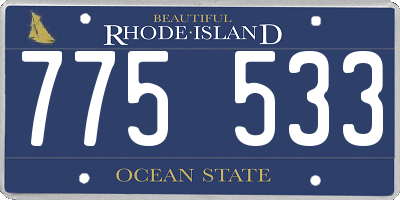 RI license plate 775533