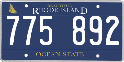 RI license plate 775892