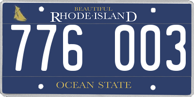 RI license plate 776003