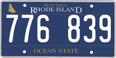 RI license plate 776839