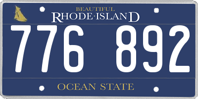 RI license plate 776892
