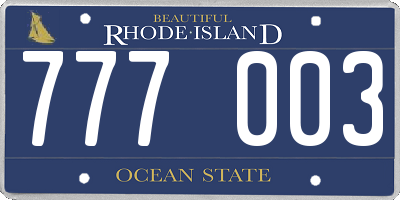 RI license plate 777003