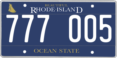 RI license plate 777005