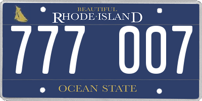 RI license plate 777007