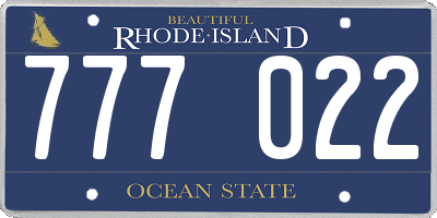 RI license plate 777022