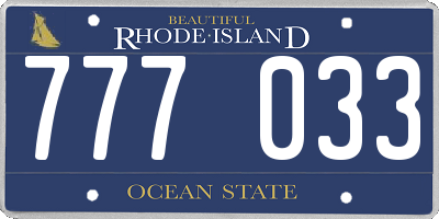 RI license plate 777033