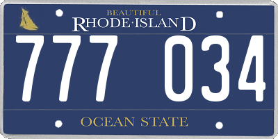 RI license plate 777034