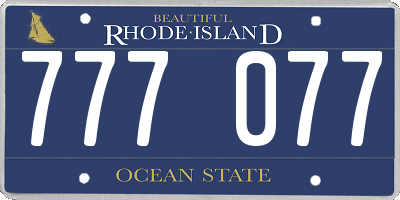 RI license plate 777077