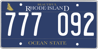 RI license plate 777092