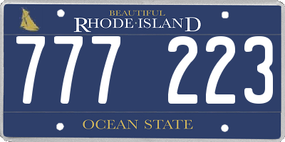 RI license plate 777223