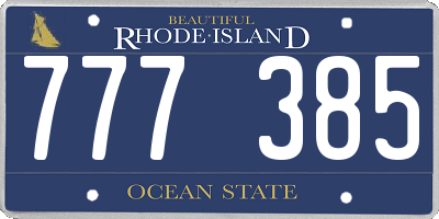 RI license plate 777385