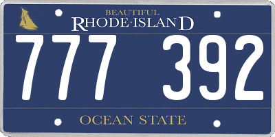 RI license plate 777392